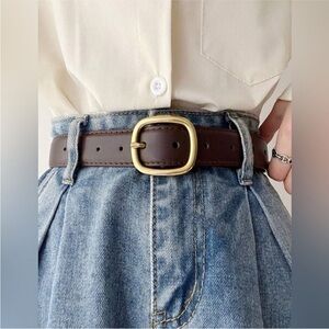 Brown Leather Belt with Gold Buckle perfect condition